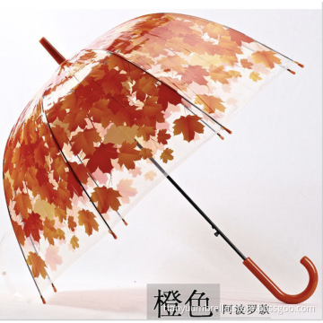 Thickening POE Transparent Umbrella Maple Leaf Umbrellas